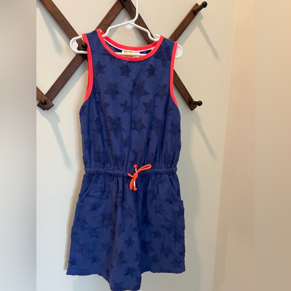 Boden Girls Blue Star Patterned Sleeveless Dress Size 9/10